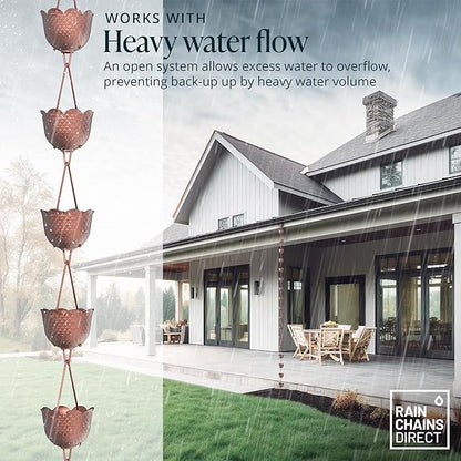 Rain Chains Direct - Pineapple Rain Chain - 8.5 FT - Pure Solid Copper - Premium Rain Chains for Gutters