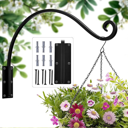 Heavy Duty 22 Inch Plant Hangers Bracket Outdoor, 80lbs Weight Capacity, Metal Wall Hooks for Hanging Plants, Bird Feeder, Wind Chime, Wall Decor, Plant Hanger Hooks for Hanging Flower Baskets