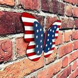 Rustic Metal Americana Butterfly Patriotic Wall Decor American Flag Hanging Ornaments 4th July Garden Yard Signs Independence Day Indoor Outdoor Wall Decoration