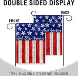 Artofy God Bless America 4th of July Home Decorative Garden Flag, House Yard American Stars Stripes Outside Decor, USA Patriotic Memorial Day Outdoor Small Burlap Decoration Double Sided 12 x 18