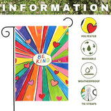 Be Kind Garden Flag Colorful Positive Message Outdoor Yard Flags Rainbow Heart Art House Banner for Teachers Schools Classrooms Front Porch Patio Community Welcome Kindness Decor 12x18 Inch