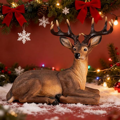Outdoor Large-Sized Deer Garden Statue,Decorative Sculpture, 23 inches Indoor/Outdoor Garden Decoy Animal Statue Forest Fawn Sculpture