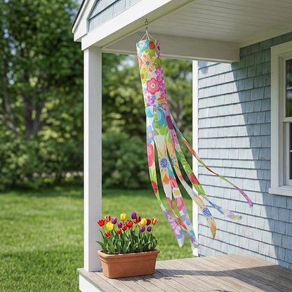 Madrona Brands Spring Flowers Windsock for Outside 60 Inch | Durable Outdoor Decorative Hanging Wind Sock Flag | Yard, Garden, Patio