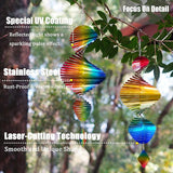 2pcs in Set Gradient Rainbow Helix Metal Wind Spinners for Yard and Garden,12 Inch 3D Stainless Steel Hanging Kinetic Yard Art Wind Sculpture Decor Outdoor Indoor (Warm Pattern)