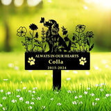 Personalized Flora Dog Memorial Garden Stake - Custom Cemetery Sign with Stake, Grave Plaque, Pet Headstone, Engraved Marker for Dogs