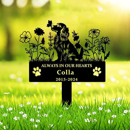 Personalized Flora Dog Memorial Garden Stake - Custom Cemetery Sign with Stake, Grave Plaque, Pet Headstone, Engraved Marker for Dogs