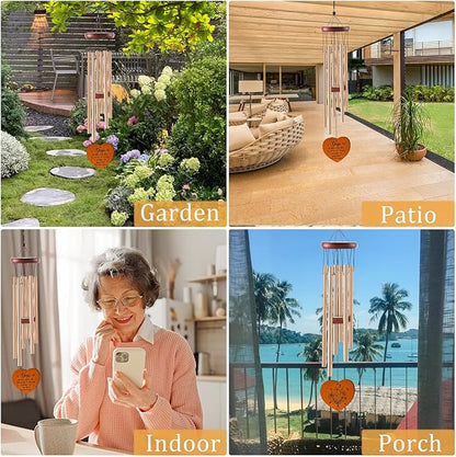 Gigi Gifts for Mother's Day Birthday Christmas Thanksgiving from Grandkids Grandchildren, Gigi Garden Gifts for Grandma, 26Inch Wind Chimes for Outside with S Hook Greeting Card
