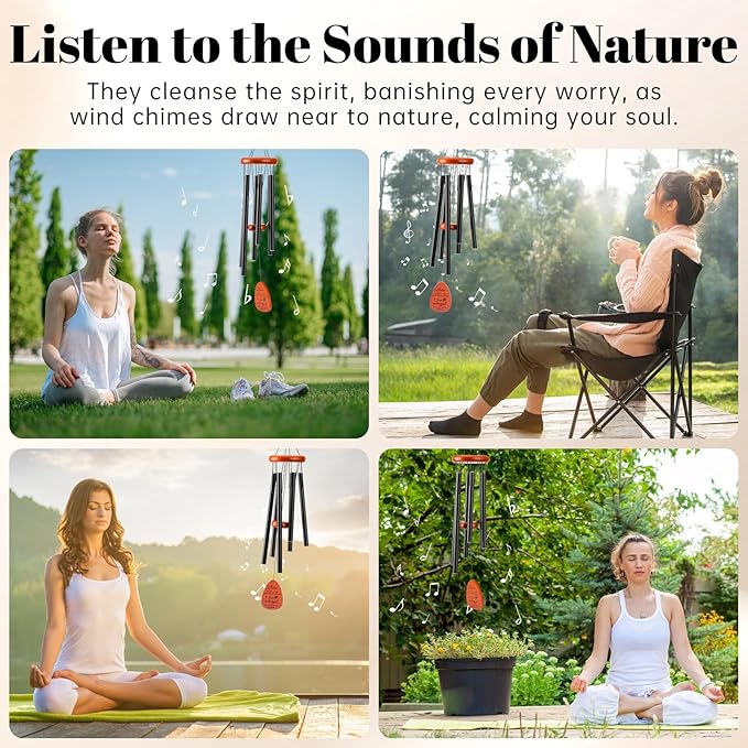 Sympathy Gifts for Loss of Loved One Memorial Wind Chimes Sympathy/Bereavement/Memorial Gifts for Loss of Mom Dad Husband, Grief Remembrance Condolences Gifts for Women, 32" Black