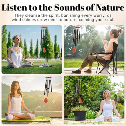 Sympathy Gifts for Loss of Loved One Memorial Wind Chimes Sympathy/Bereavement/Memorial Gifts for Loss of Mom Dad Husband, Grief Remembrance Condolences Gifts for Women, 32" Black