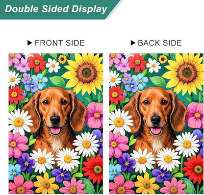 BlissYard Hello Spring Garden Flag 12x18 Inch Double Sided Cute Golden Retriever Seasonal Welcome Small Flags For Outside Outdoor Decor Yard Farmhouse Holiday Spring Summer Decorations Yard Flags