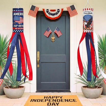 NOVWANG American Eagle Windsock, 2 Pack Heavy Duty USA Wind Spinners Red White Blue Wind Socks for Outdoor 250 Years Anniversary Patriotic Decor