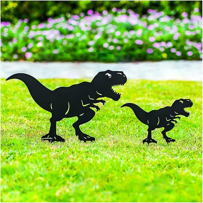 Dinosaur Metal Garden Stakes Decorative Dinosaur Gifts for Adults/Men/Women,Black Silhouette Statues for Yard Art,Outdoor Decor,Outside,Patio,Lawn Ornaments,Garden Decorations