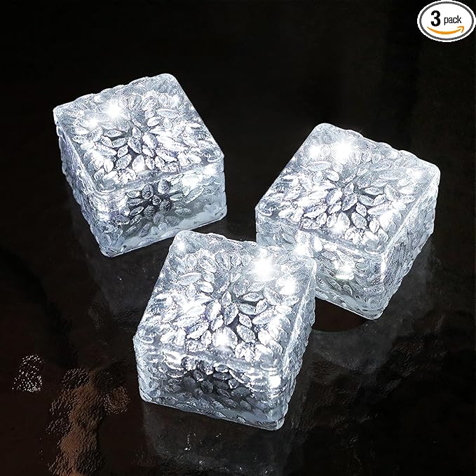 JKIMK Solar Brick Lights Outdoor Waterproof Patio Brick Lights Garden Decor for Outside 3 Packs for Patio,Yard,Walkway,Pathway Decor