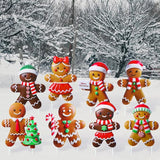 8 Pcs Christmas Gingerbread Man Yard Signs with Stakes Outdoor 3D Gingerbread House Decoration Xmas Yard Stakes Lawn Signs for Christmas Holiday Pathway Garden Patio Party Favors(Classic)