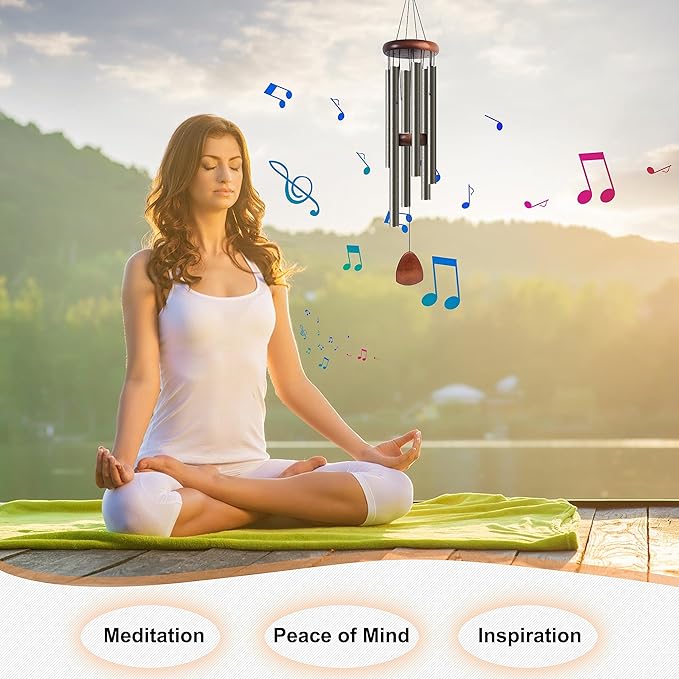 Bursvik Large Aluminium Wind Chimes 37" Inches to Create a Zen Atmosphere Suitable for Outdoor, Garden, Patio Decoration Wind Chimes with Wind Catcher Suitable as A Gift for Unisex(2 Pack Copper)