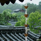 Rain Chain for Gutters – 6.5 FT Adjustable Copper-Tone Rain Chain with 10 Large Lotus Cups – Decorative Gutter Chain Downspout Alternative – Rain Catcher Chain & Garden Water Feature