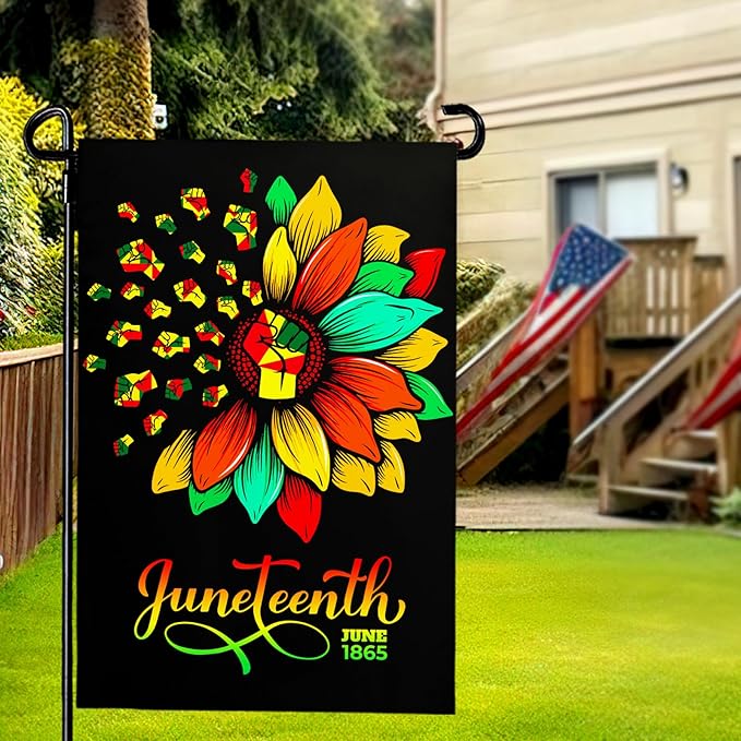 Juneteenth Garden Flag Black Liberation Yard Flags June 19 1865 African American Emancipation Independence Black Freedom Celebration Yard Outdoor Decoration Sign 12X18 Double Sided