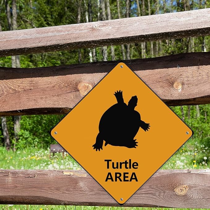 Sea Turtle Crossing Sign Caution Sea TurtleXing Sign Street Sign Wildlife Novelty Road Fence Wall Decor Warning Metal Tin Sign For Indoor Outdoor 15x15in