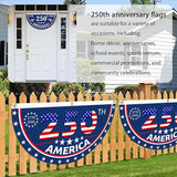 2PCS USA Anniversary 250th Flag, 1.5X3 FT Anniversary Fan Flags, Yard Signs Hanging Decor for Outdoor, Front Door, Porch, Welcome Backdrop with Brass Grommets (Style 2)