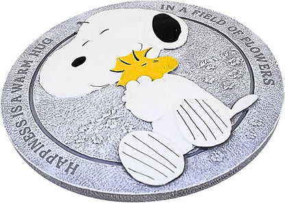 Roman Snoopy Hug Stepping Stone, 12-inch Diameter, Resin, Home, Garden, Outdoor
