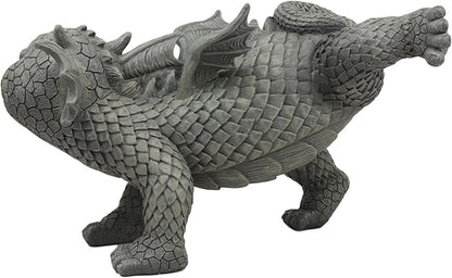 Ebros Gift Whimsical Dog Style Peeing Garden Dragon Statue 12" Long Cute Naughty Baby Dragon Cocking Leg Faux Stone Resin Finish Figurine