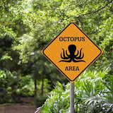 Octopus Area Xing Caution Crossing Sign Ocean Animal Aluminum Metal Sign Warning Sign Novelty Road Fence Yard Wall Decor For Indoor Outdoor Highway12x12in