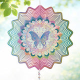 Hanging Wind Spinner 12 Inch, Butterfly 3D Stainless Steel Wind Spinner with Tail, Garden Yard Patio Decor, Indoor Window Wall Art for Meditation, Mindfulness, Breathwork, Calming Gift