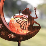 TERESA'S Collections Garden Decor for Outside,Moon Fairy Garden Accessories for Outdoor Decor, 39'' Solar Lights for Yard Decorations Outdoor, Metal Yard Stakes for Lawn Patio Porch Gifts for Mom