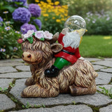Spring Garden Blowing Bubbles Gnome Highland Cow Solar Statues, Funny Summer Gnome Outdoor Resin Sculptures Decor for Home Table Patio Lawn Porch Balcony, Housewarming