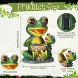 Roowest Solar Garden Statue Frog with Bird Bath, Mother & Child Frog Outdoor Decor with LED Light, Waterproof Resin Yard Ornament, Cute Frogs Gift for Mom Grandma Women, Patio Lawn Balcony Decoration