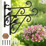 AMAGABELI GARDEN & HOME 2 Pack Hanging Plant Hanger Outdoor 10 inch Metal Hanging Brackets Fence Wall Hooks for Flower Baskets Bird Feeders Lanterns Wind Chimes Rust-Resistant Black