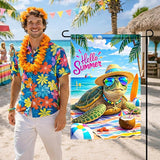 BlissYard Hello Summer Sea Turtle Garden Flag 12x18 Double Sided Vertical Outdoor Decor Beach Ocean Tropical Yard Garden Lawn Patio Welcome Banner