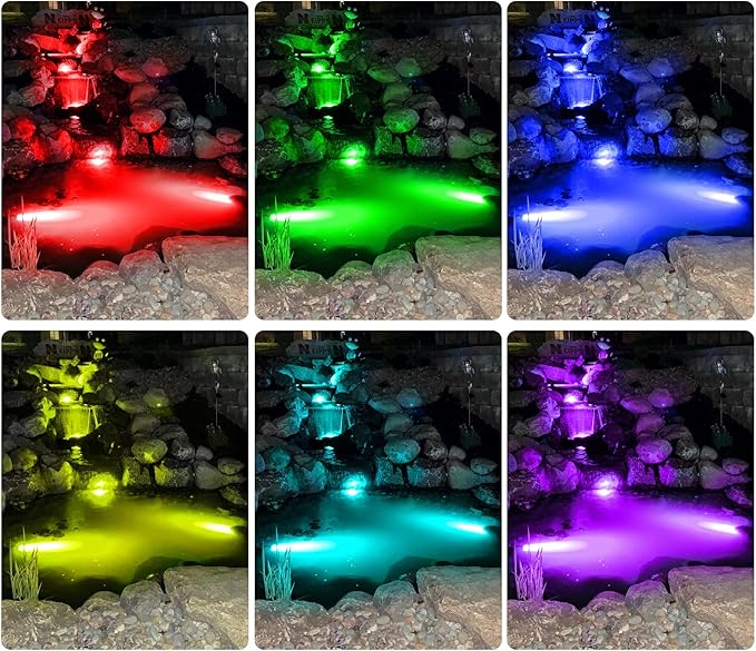 T-SUN Solar Pond Lights,5-IN-1 RGB LED Landscape Spotlights Color Changing Underwater Pond Lights,Outdoor Waterproof Submersible Fountain Lights for Fish Tank Garden Yard Pool Fountain Waterfall Decor