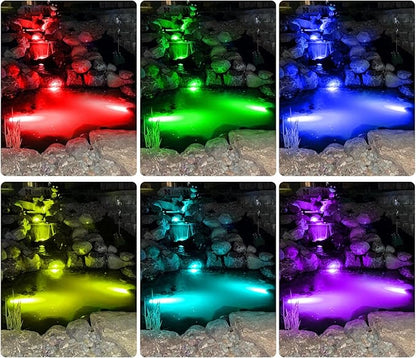 T-SUN Solar Pond Lights,5-IN-1 RGB LED Landscape Spotlights Color Changing Underwater Pond Lights,Outdoor Waterproof Submersible Fountain Lights for Fish Tank Garden Yard Pool Fountain Waterfall Decor