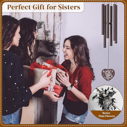 Sister Gifts from Sister,32" Bronze Sister Birthday Wind Chimes Bestie Gift from Mom Women Windchime for Bestie Sisters-in-Law Mother's Day Graduation Christmas Garden Decoration