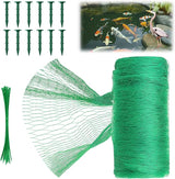 Koi Pond Netting Kit 7 x 10ft, Bird Deer Fence Netting, Durable Net Cover for Leaves, Heavy Duty Fine Mesh, Protect Fish from Birds, Cats & Predators, 12pcs Stakes & Ties Included(Green)