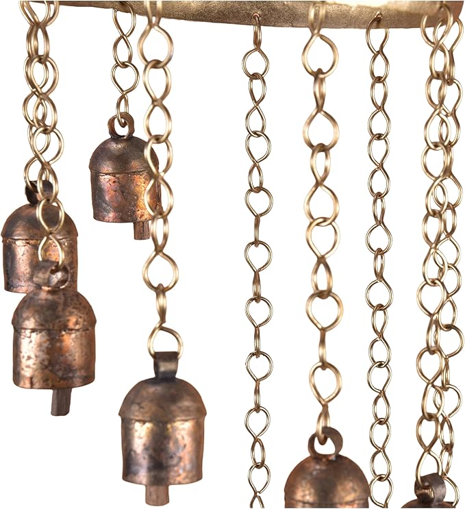 Rustic Wind Chimes for Outside – 18" Handmade Metal Hanging Bells – Garden Decor for Outside Yard Porch Patio – Outdoor Wind Chimes Bronze Finish – Boho Yard Decorations