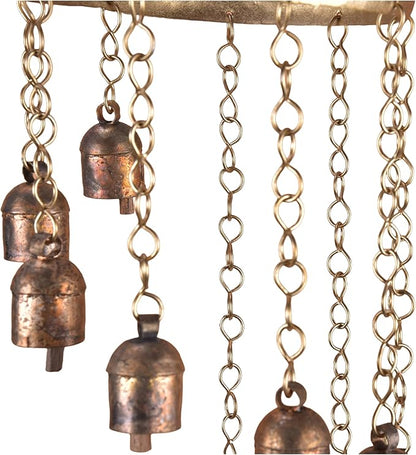 Rustic Wind Chimes for Outside – 18" Handmade Metal Hanging Bells – Garden Decor for Outside Yard Porch Patio – Outdoor Wind Chimes Bronze Finish – Boho Yard Decorations