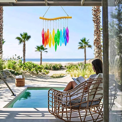 Colorful Glass Wind Chimes, 20 inches, Garden Decor for Patio and Home (Style 2)