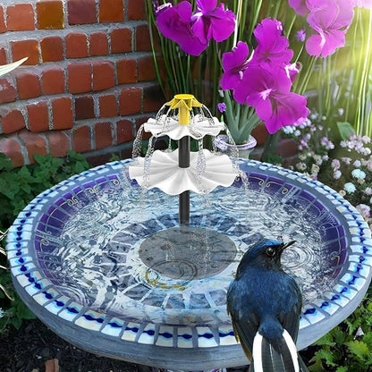2-Tier 2.5W Solar Fountain Pump with Tray, DIY Decorative Solar Water Fountain for Bird Bath Garden Pond and