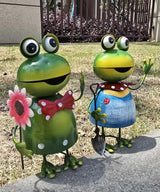 Metal Yard Art Garden Decor Statue Outdoor & Indoor Blue Frog Sculpture for Patio, Lawn, Yard, Porch, Potted Plant, Home Decor, Rustproof Vibrant & Lifelike Design