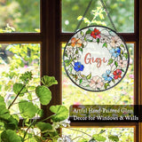 Gigi Floral Stained Glass Window Hanging Suncatcher for Grandma, Grandma's Garden Sun Catcher Window Wall Hanging Decor, Gigi Gifts for for Mothers Day Christmas Birthday, 7.8 x 7.8 in