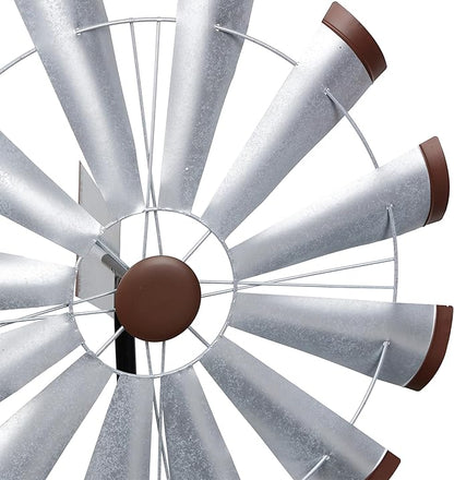 Alpine Corporation 85" Tall Outdoor Metal Wind Spinners, Large Kinetic Windmill, Outdoor Decor, Silver