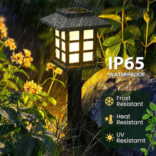 GIGALUMI Solar Outdoor Lights，8 Pack LED Solar Lights Outdoor Waterproof, Solar Walkway Lights Maintain 10 Hours of Lighting for Your Garden, Landscape, Path, Yard, Patio, Driveway