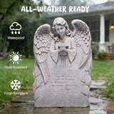 basen Memorial Angel Statue for Grave, Praying Angel Garden Statue with Engraved Message, Resin Cemetery Decoration for Outdoor Yard Lawn, Remembrance Angel Figurine Sympathy Gift