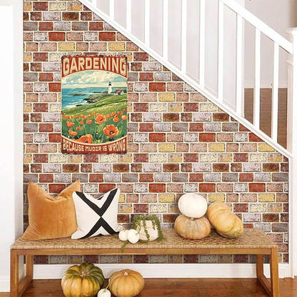 snowsun Vintage Metal Signs Gardening Because Muder Is Wrong Funny Tin Sign Home Decor Wall Plaque for Living Room Bedroom Garden Yard Cafe Garage 8×12 Inches