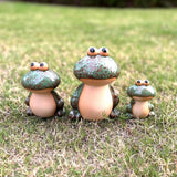 Lee's Clover Glazed Ceramic Frog Garden Decor Set of 3 – Cute Frog Lawn Ornaments & Outdoor Figurines for Yard | Garden Decorations for Patio, Pond, Porch