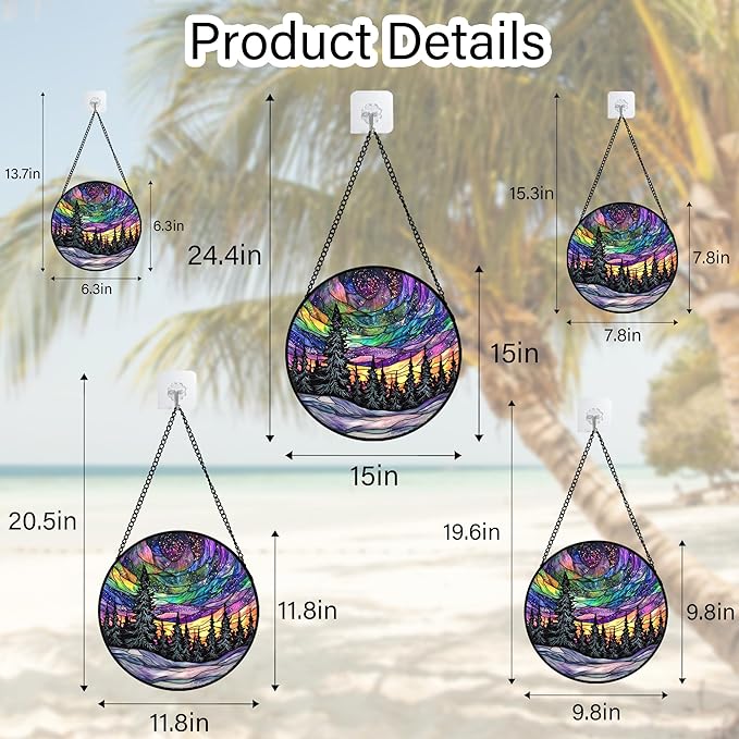 DASTOLL Stained Glass Window Hanging, Van Gogh Night Scene Sun Catchers Colorful Glass Panel Starry Sky Suncatcher Decor for Birthday for Women, Men, Wife, Aunt, and Mom 9.8 in