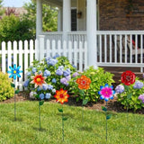 Garden Decor for Outside, 7 Pack Flower Garden Stakes Spring Outdoor Decor Metal Flower Stakes for Yard Porch Lawn Pathway Pot Decorations
