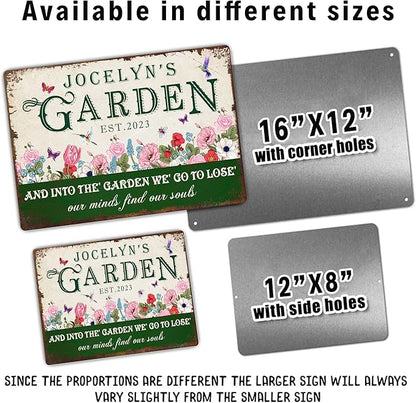 Personalized Metal Signs with Name Made in USA Custom Vintage Garden Sign Waterproof Vintage Decorative Metal Print for Wall Decor Customized Home Garden Ideas Gifts Artwork Prints for Yard Ourdoor